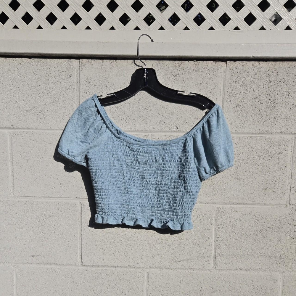 Blue Peasant Crop Top